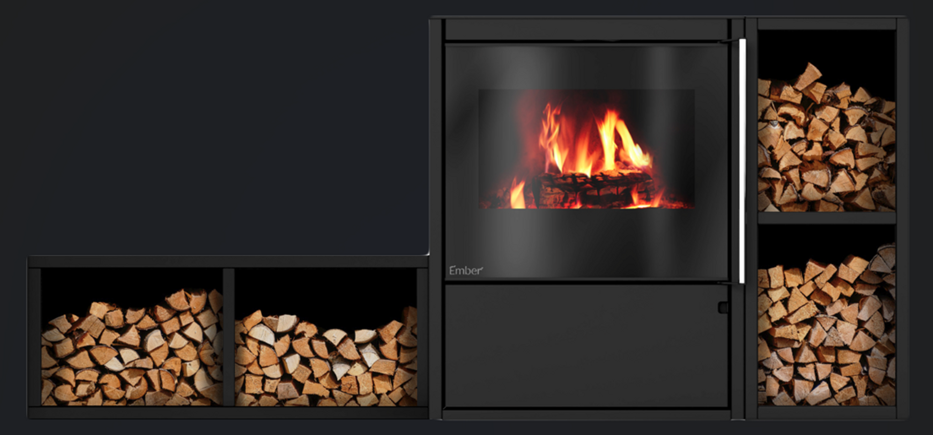 Sidobox för kamin Ember Stål M3 VG/M4 VG
